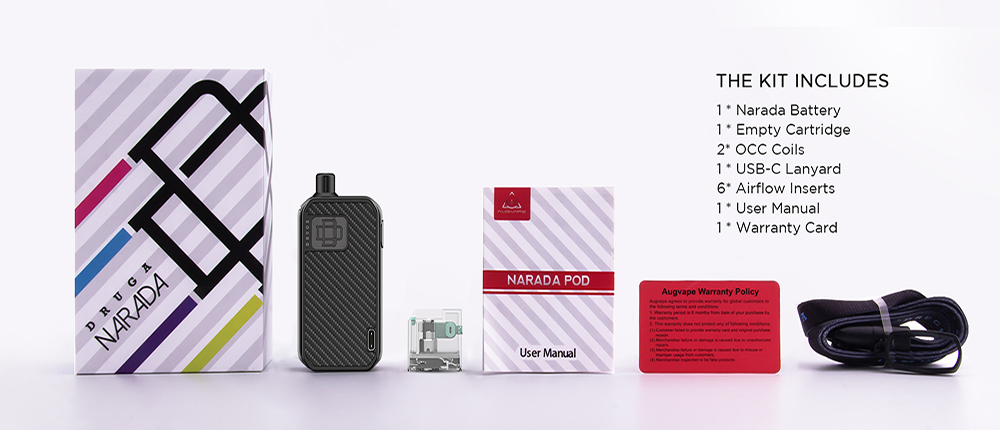 Package Included of Augvape Narada Pod Kit