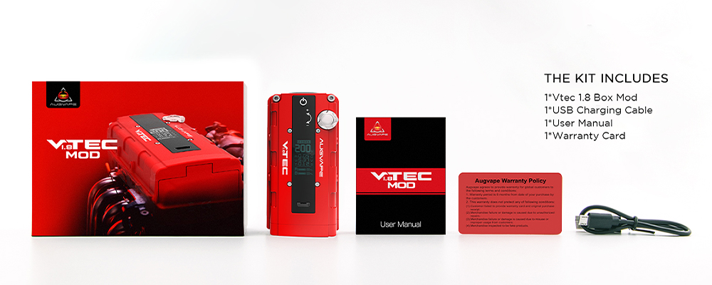 Package Included of Augvape Vtec 1.8 Mod