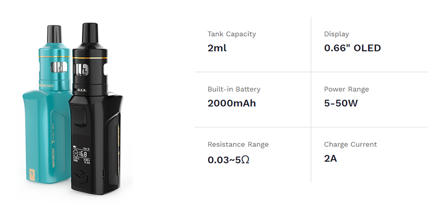 Parameters of Vaporesso Target Mini 2 Kit with VM Tank