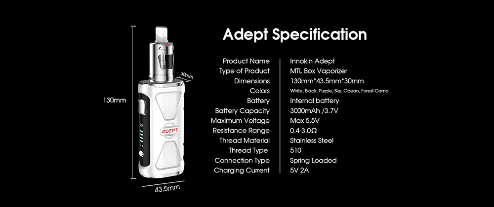 Parameters of Innokin Adept Zlide Kit