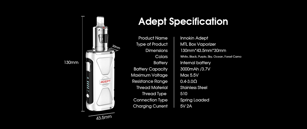 Parameters of Innokin Adept Zlide Kit