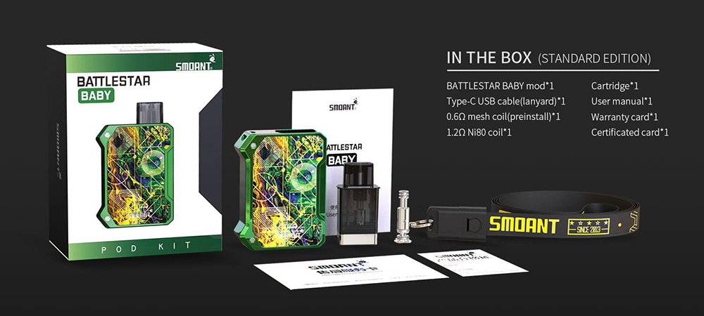 Paquete incluido del kit de bebé Smoant Battlestar