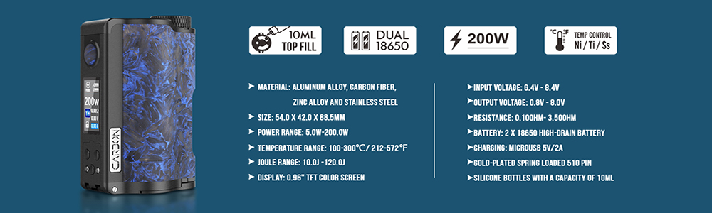 Parameters of Dovpo Topside Dual Carbon Squonk Mod