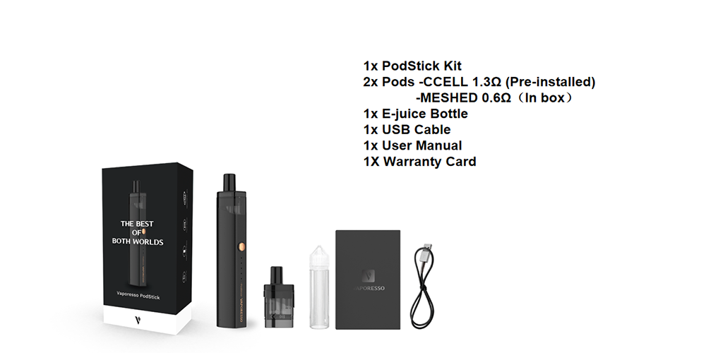 Package Included of Vaporesso PodStick kit